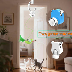 ZEHEXO Ligne rétractable: jouet suspendu qui oscille, stimule l'agilité du chat.