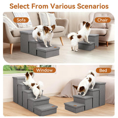 Zerbuger escaliers pour chien, détail des marches élargies en gris.