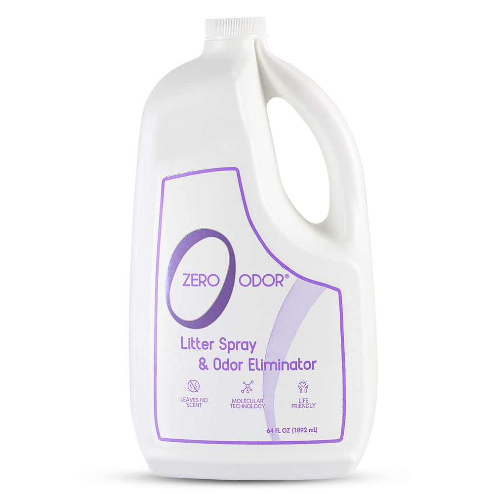 Zero Odor – bouteille 64oz pour litière, réduction efficace des odeurs.