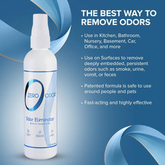 Zero Odor supprime les odeurs domestiques dans la salle de bains.