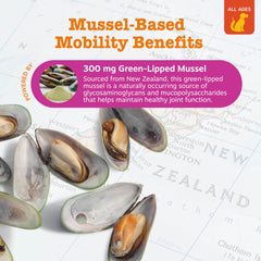 Zesty Paws Mussel Mobility Bites, bouchées à texture douce, goût poulet apprécié.