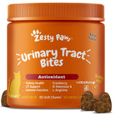 Zesty Paws Cranberry Bouchées urinaires pour chat – bouteille et bouchons