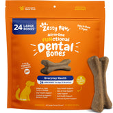 Zesty Paws Dental Bones à la cannelle avec texture ridée, aide à nettoyer les dents et rafraîchir l’haleine.