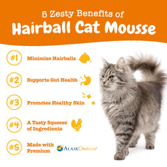 Zesty Paws Hairball Chat Mousse – tube presse pour une dose rapide.