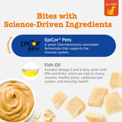Zesty Paws huile oméga dans chaque bouchée pour la nutrition globale.