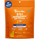 Zesty Paws Mousse 8-en-1 dans sa boîte, soutien polyvalent pour chat intérieur.