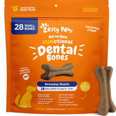 Zesty Paws os dentaires – boîte de 28, pratique pour l'hygiène dentaire des petits chiens.