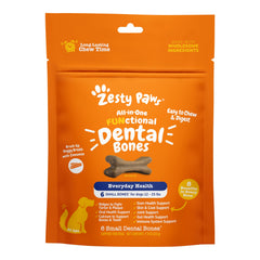 Zesty Paws os dentaires fonctionnels petits, texture croquante pour soutenir l'hygiène bucco-dentaire.