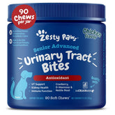 Zesty Paws Senior Cranberry, bouteille prête à l’emploi, soutien potentiel des voies urinaires.