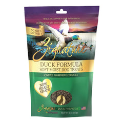 Zignature canard : friandises douces avec emballage pratique pour chien actif.