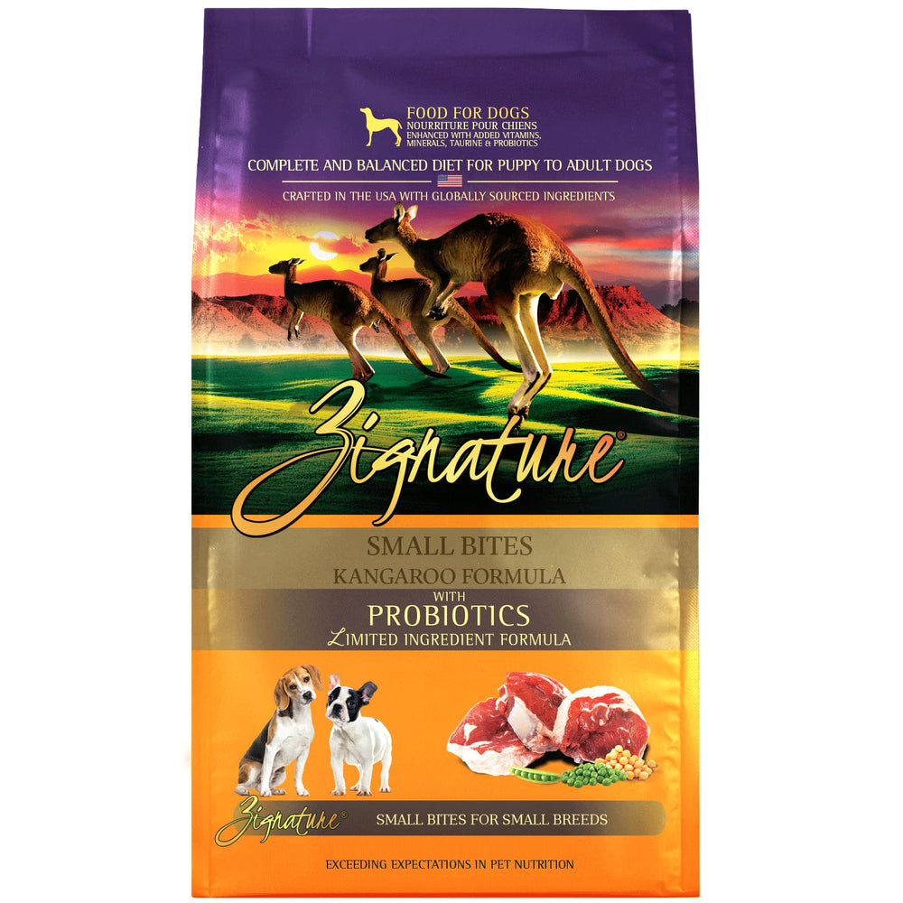 Zignature Kangourou Petites Croquettes: adaptées aux petites mâchoires et riches en Omega-3.