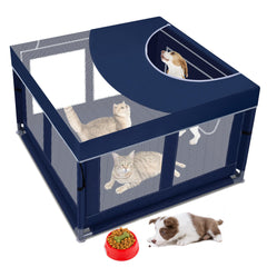 Zikopomi parc rectangulaire avec couverture: espace sûr pour chiots et chatons.