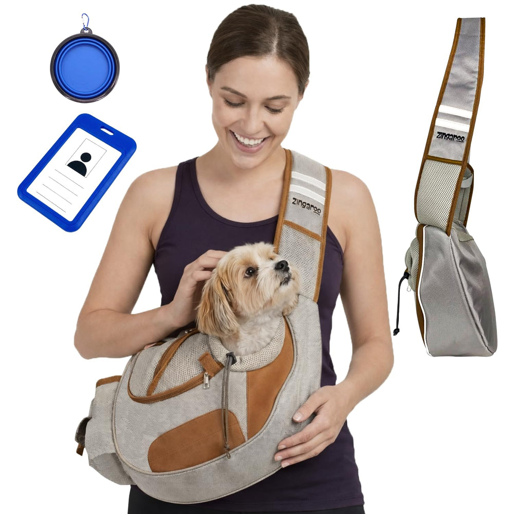 Zingaroo Sling: porte-mains-libres pour chat et petit chien, pratique lors des trajets en métro.