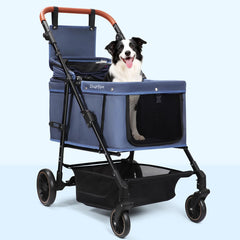 Poussette Ziuaype, intérieur ouvert, espace pour plusieurs petits chiens.