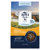 ZIWI Peak Steam & Dried – emballage poulet libre de cage et fruits, nutrition complète.