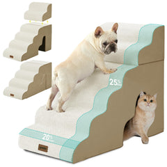 ZOMISIA Escaliers chien 6 étapes 29 pouces beige, facilitant l'accès au canapé.
