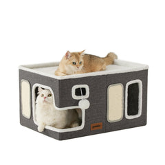 ZOMISIA Maison-chat extra-large – Vue avant, espace privé confortable pour le chat.