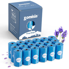 Sacs crottes ZOMISIA lavande sur rouleaux, pratique pour balades.