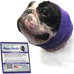Happy Hoodie porté sur un chien violet, toilettage serein.