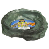 Zoo Med abreuvoir roche reptile moyen noir, surface lisse et facile à nettoyer pour l'eau du terrarium.