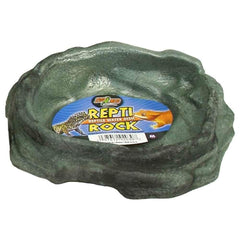 Zoo Med abreuvoir roche reptile moyen noir, surface lisse et facile à nettoyer pour l'eau du terrarium.