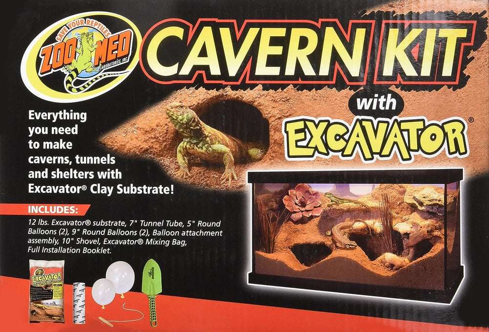Zoo Med Cavern Kit Excavator montrant le substrat pour cavernes et tunnels.