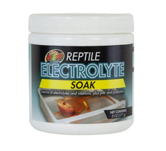 Zoo Med Electrolyte Soak, étiquette visible, soutien des électrolytes chez les reptiles.