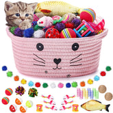 Zopeal Panier de stockage chat rose, rangement pratique pour jouets et accessoires.