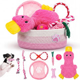 Panier Zopeal rose pour ranger les jouets du chien et gagner de l'espace.