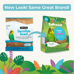 ZuPreem Sensible Seed – détail des pellets FruitBlend et texture compacte.