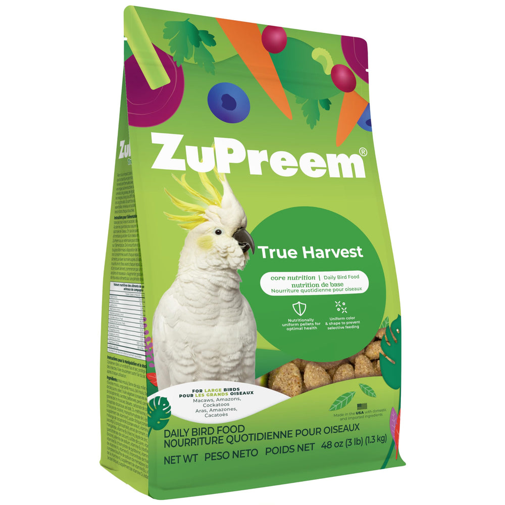 ZuPreem True Harvest sac 3 lb, alimentation complète pour grands perroquets.