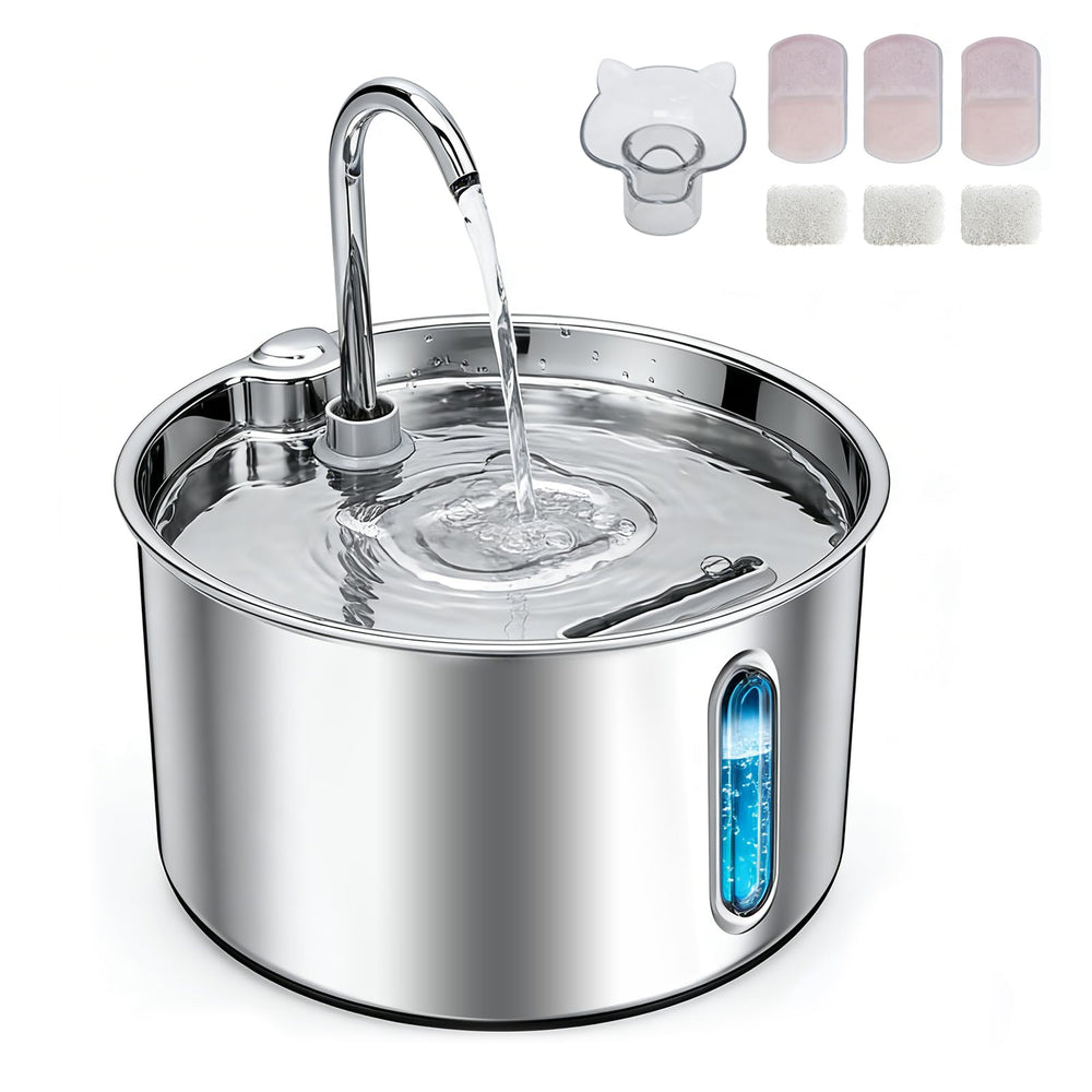 Fontaine Zvaiv pour chat en acier inox 304, hydratation fiable.