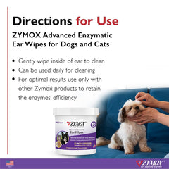 Lingettes ZYMOX anti-odeur pour oreilles propres et fraîches.