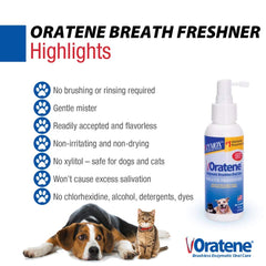 Zymox Oratene spray ciblé pour dents et gencives, aide à limiter les odeurs.