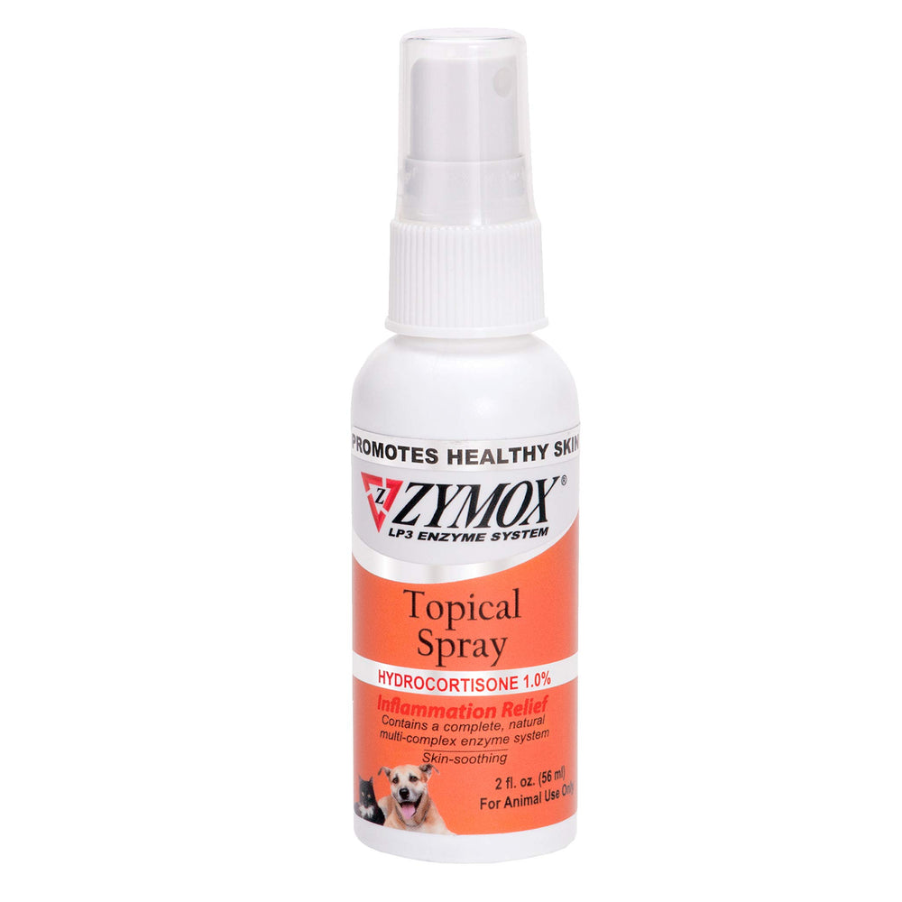 Zymox spray topique pour zones irritées chez chien et chat, soin ciblé.