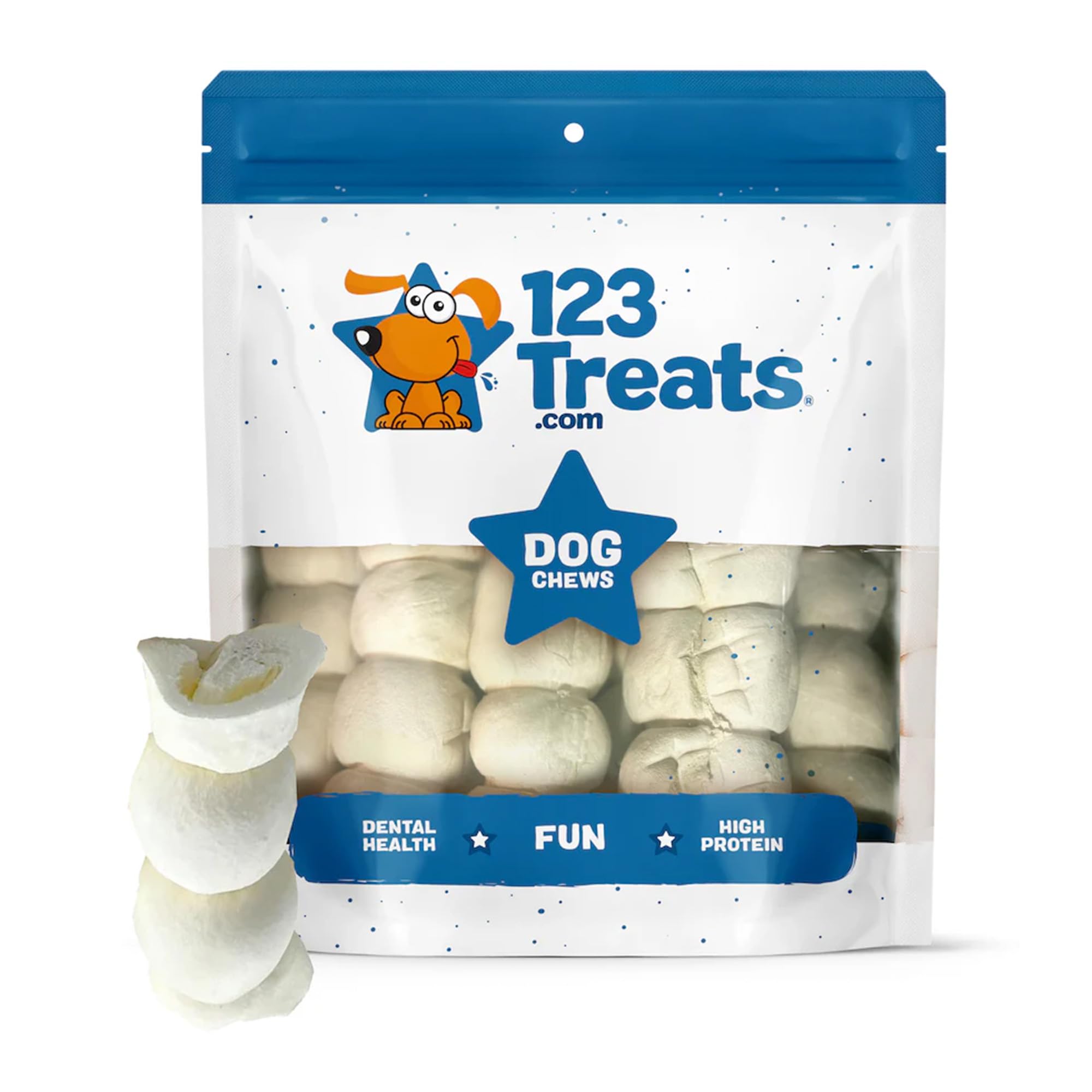 123 Treats Joue de boeuf roulés, texture épaisse pour mastication prolongée sur grand chien