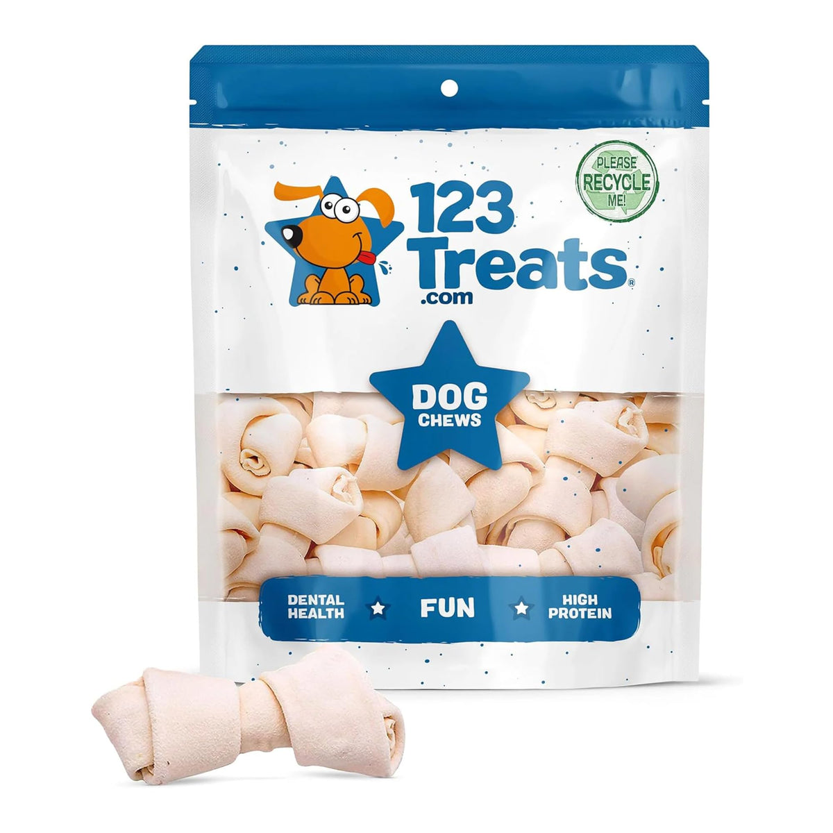 123 Treats os brut de boeuf pour chien 3-4 pouces, mordillage durable.
