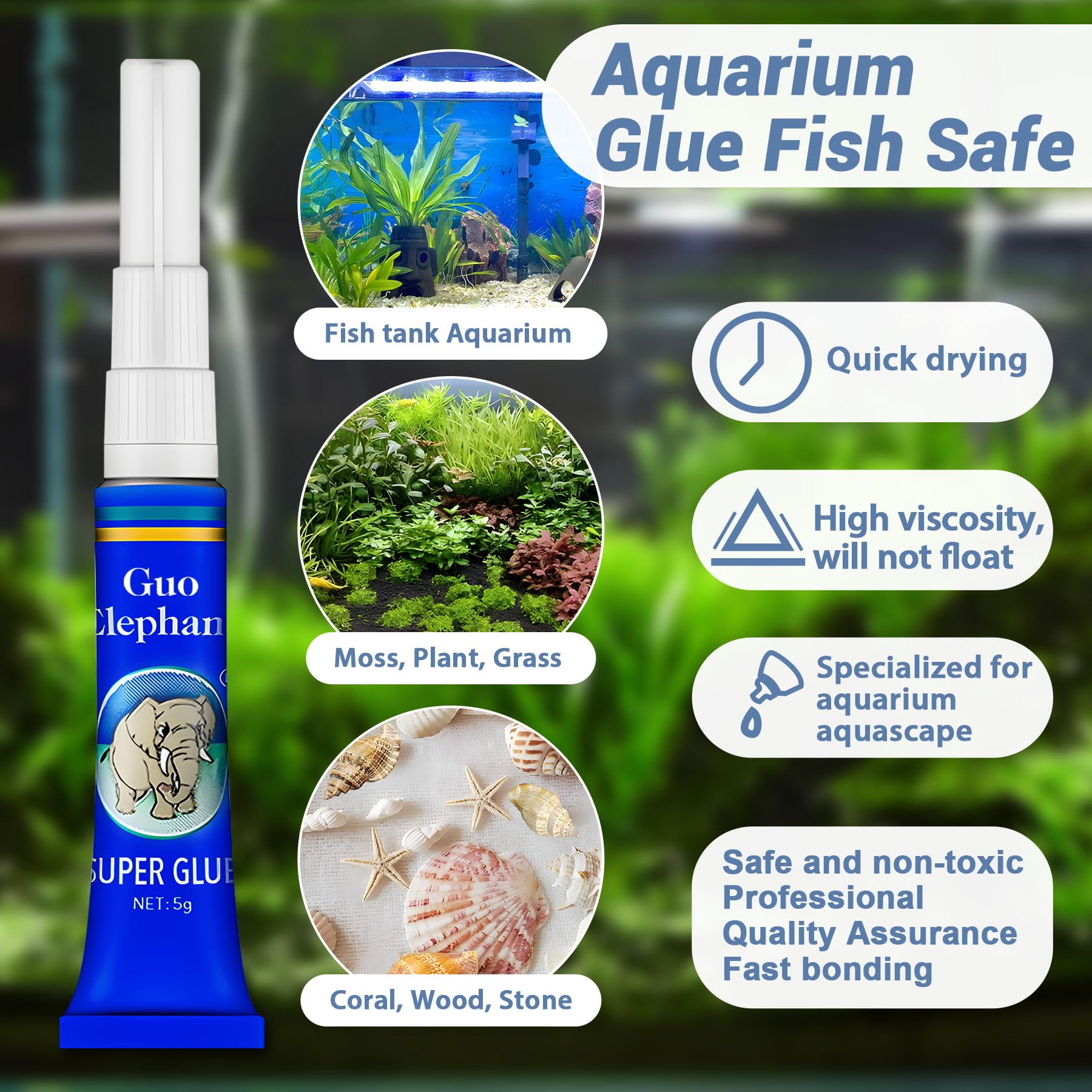 Colle Aquarium 1DFAUL – décor et substrats compatibles bois, pierre et mousse.