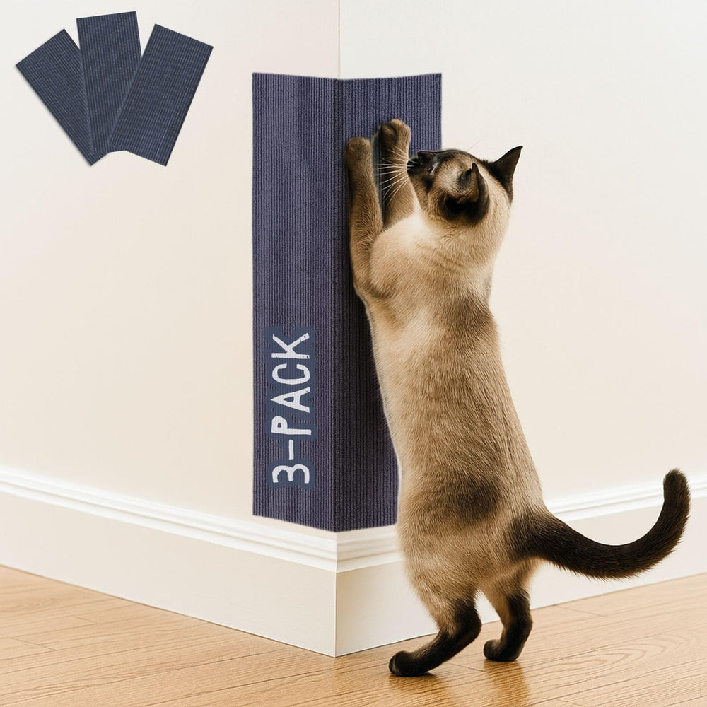 Tapis griffage 2ME coin mural bleu, durable et élégant pour chats.