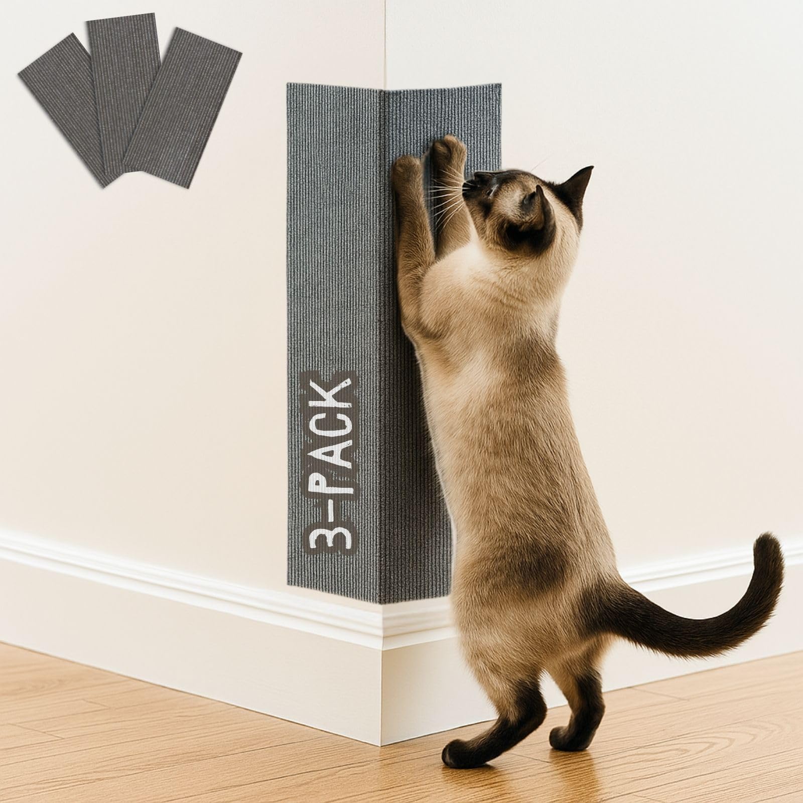 2ME Tapis griffage chat coin mural lot 3, idéal pour gratter au mur.