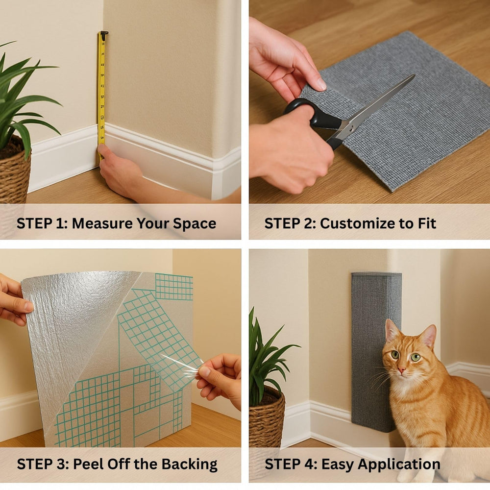 Le tapis est posé au sol, protection des meubles et canalisation des griffes.
