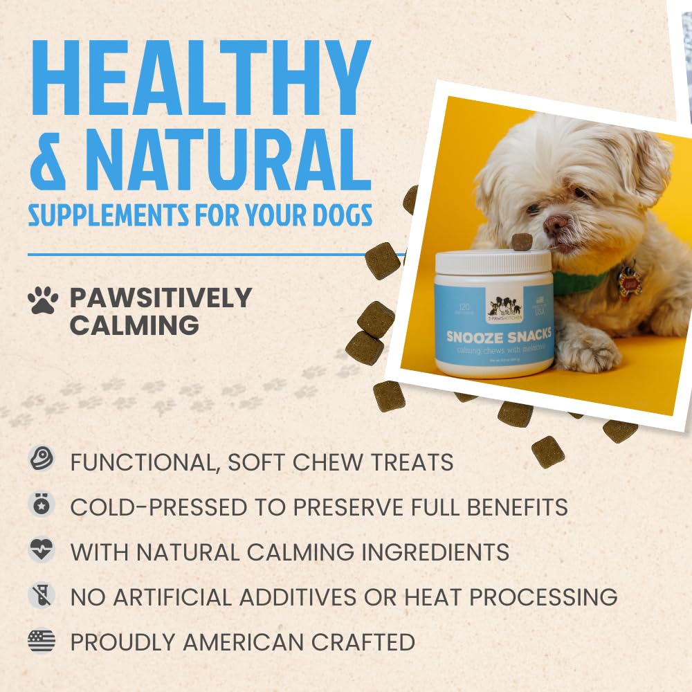 3 Paws Kitchen Snooze Snacks, friandises douces faciles à donner, parfaites pour les trajets.