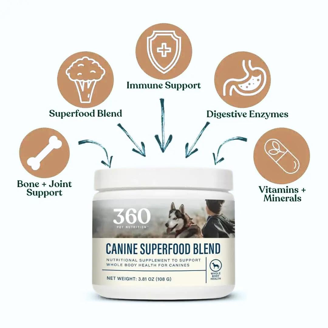 360 Pet Nutrition Canine Superfood Boost : facile à saupoudrer sur les repas quotidiens