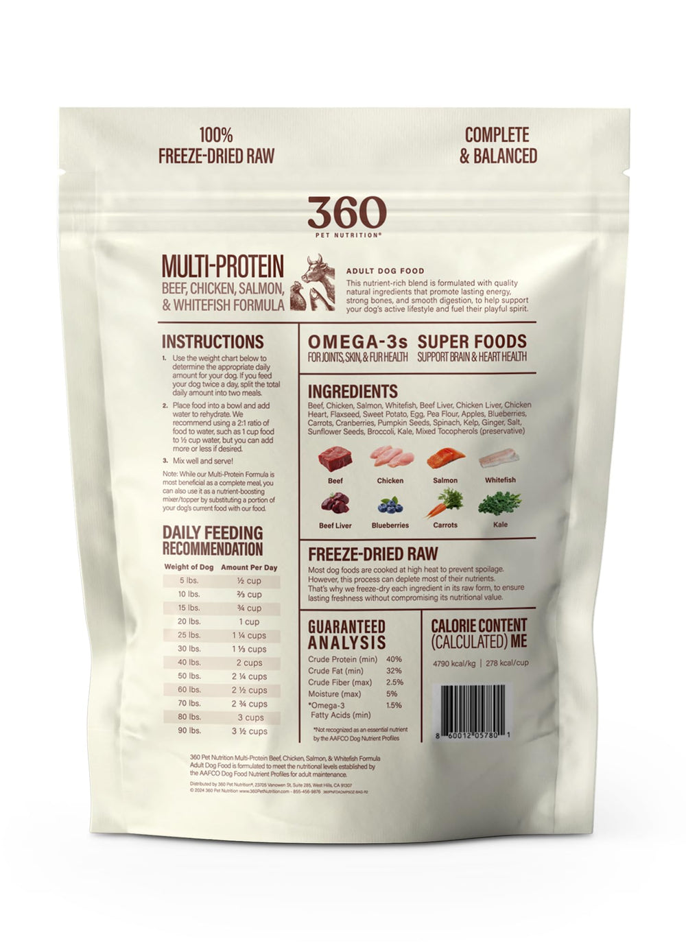 Fabrique aux États-Unis, assurance qualité de 360 Pet Nutrition