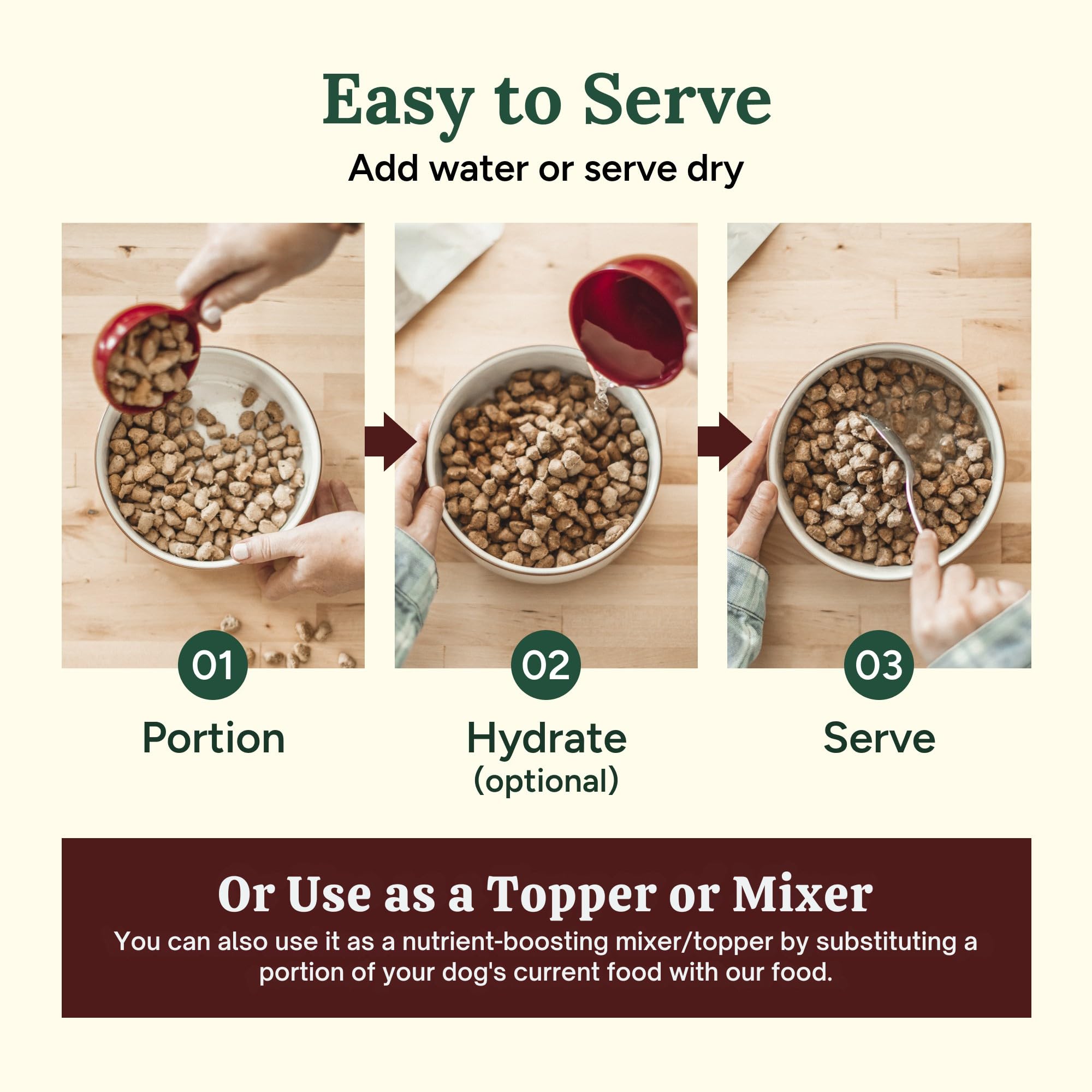 360 Pet Nutrition - repas ou garniture, flexibilité d'utilisation.