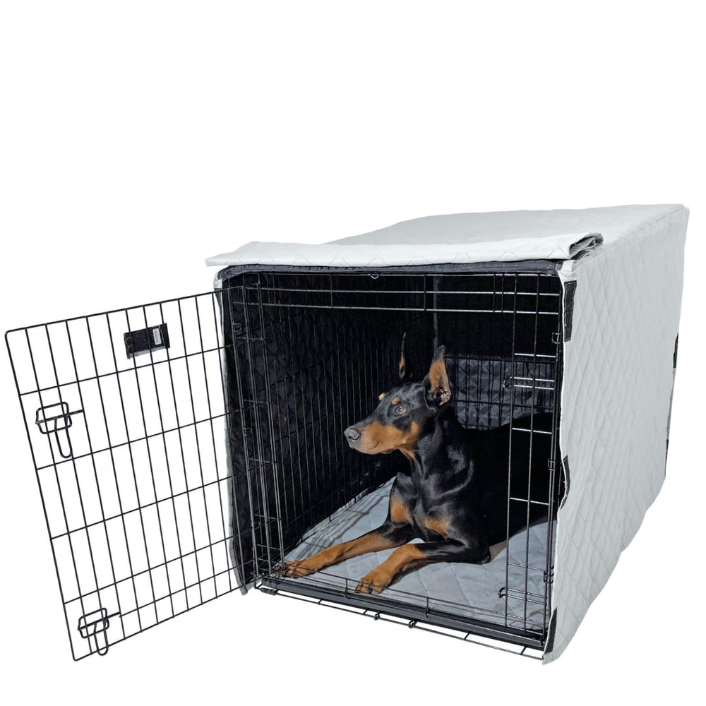 Housse 4Knines pour caisse chien rembourrée gris 36 pouces, confort accru.