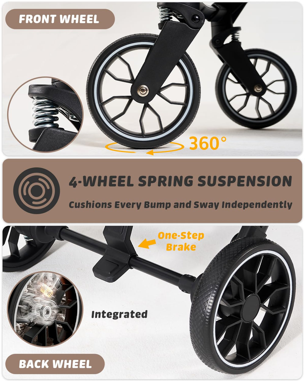 797Audio – grandes roues arrière de 8 pouces avec suspension.