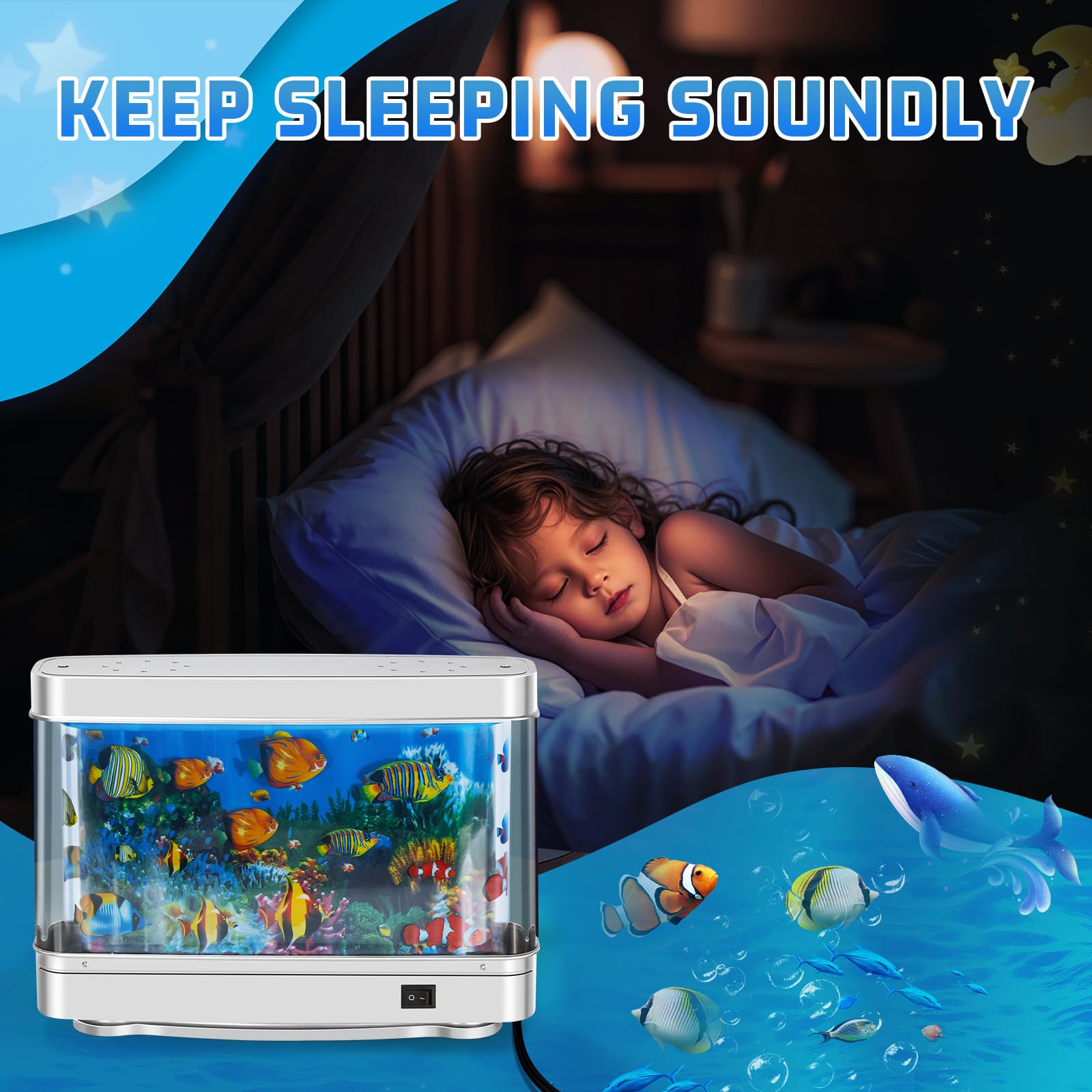 7CDXD lampe-veilleuse ambiance marine, lumière douce pour nocturne reposante.