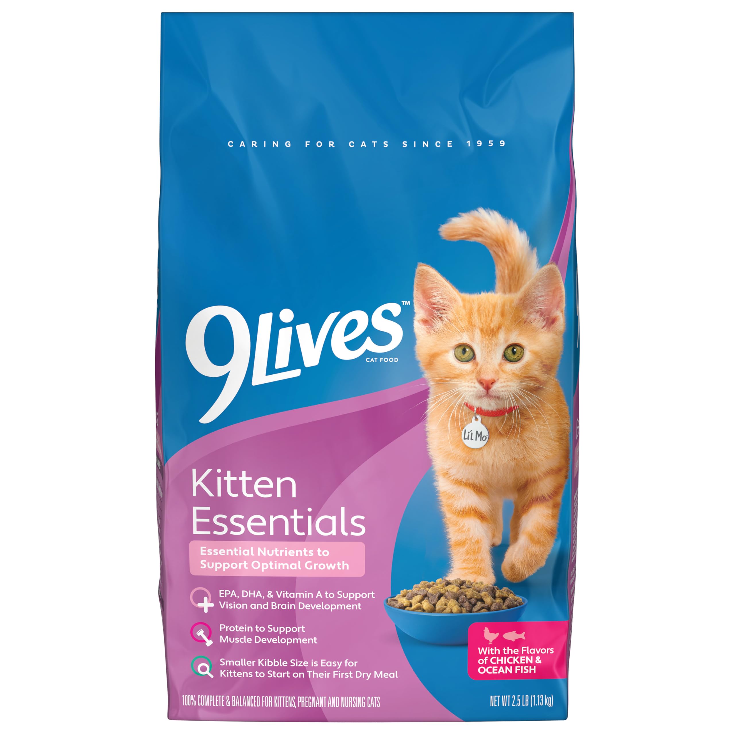 9Lives Essentiels Chaton – croquettes poulet et poisson, sac 2,5 lb prêt à servir