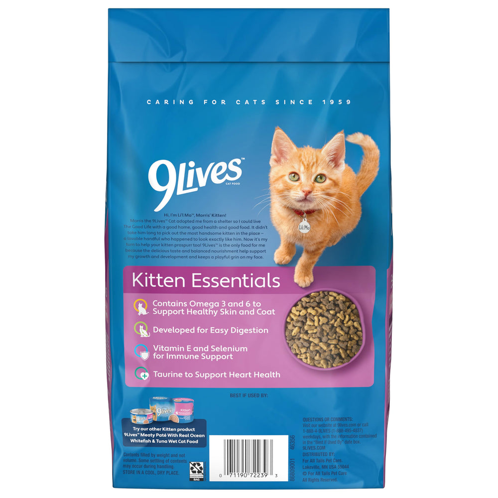 9Lives Essentiels Chaton – croquettes petites pour premiers repas, goût poulet et poisson